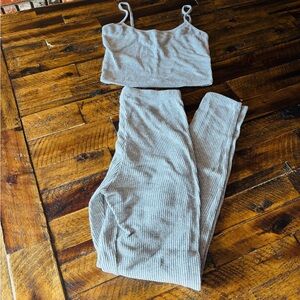Fashion Nova Light Gray Ribbed Knitwear 3 Set